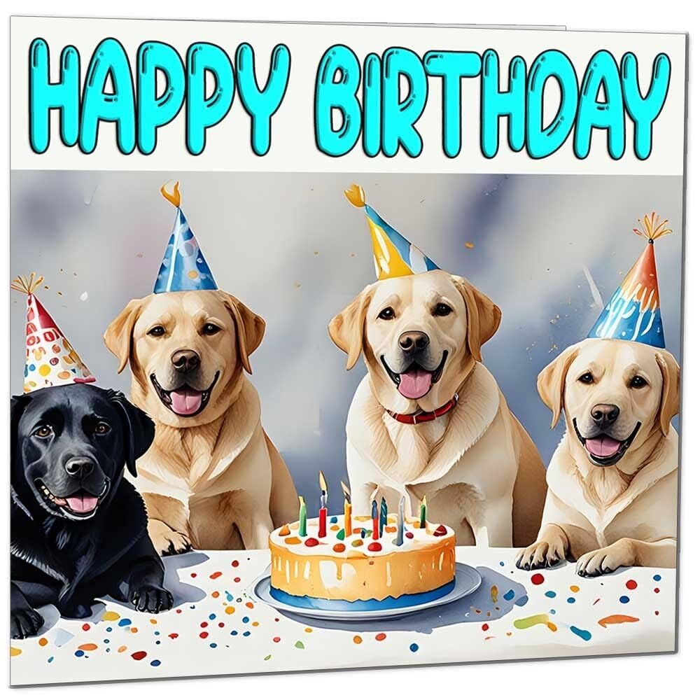 Labrador Birthday Card - Fun Cute Labradors Dog Birthday Card 145 x 145mm