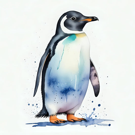 Penguin Watercolour Greeting Card - Any Occasion - 145 x 145mm