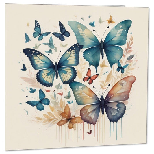 Watercolour Butterfly Greeting Card Butterflies Birthday Card 145 x 145mm