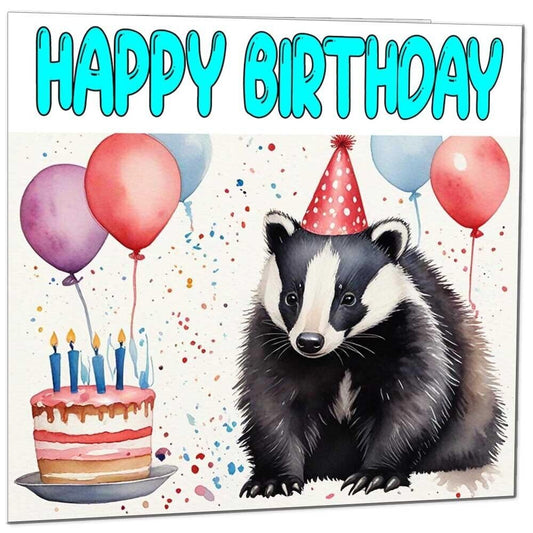 Badger Birthday Card - Fun Badger Happy Birthday Card 145 x 145mm