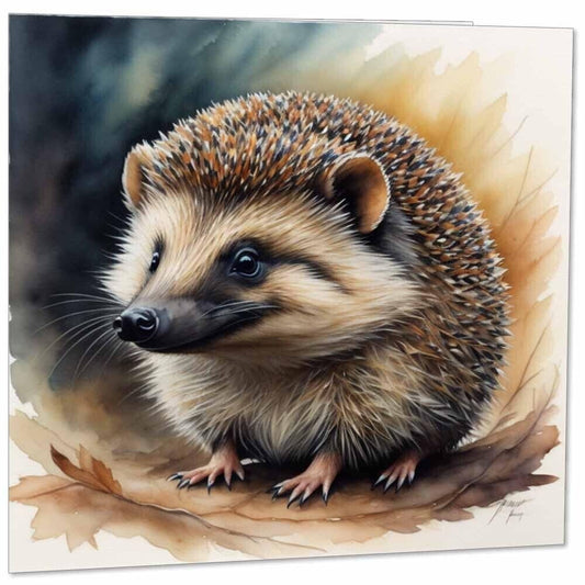 Hedgehog Greeting Card - Cute hedgehog card hoglet 145mm x 145mm Square
