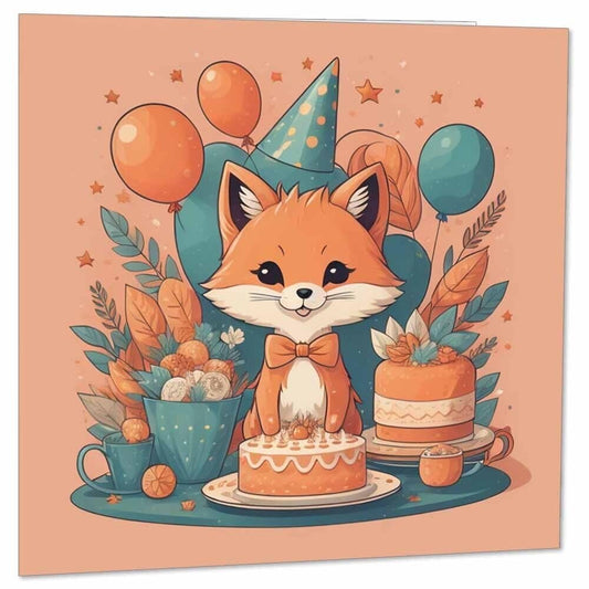 Cute Fox Birthday Card for Kids Birthday Cards Children 145 x 145mm
