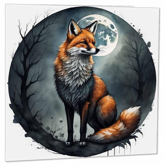 Fox Moon Greeting Card Night Forest 145 x 145mm