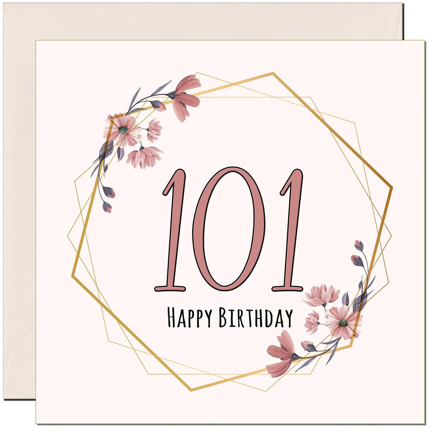 Floral Birthday Card for Women Elegant Beautiful