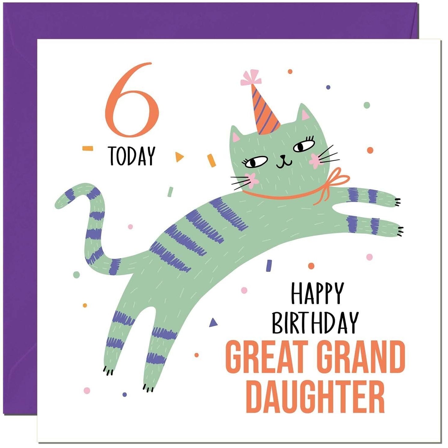 Great Granddaughter Birthday Card for Kids Cat Cute Great Granddaughters