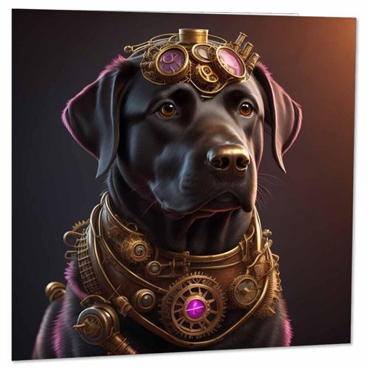 Steampunk Labrador Greeting Card Steam punk Dog Birthday Card 145 x 145mm