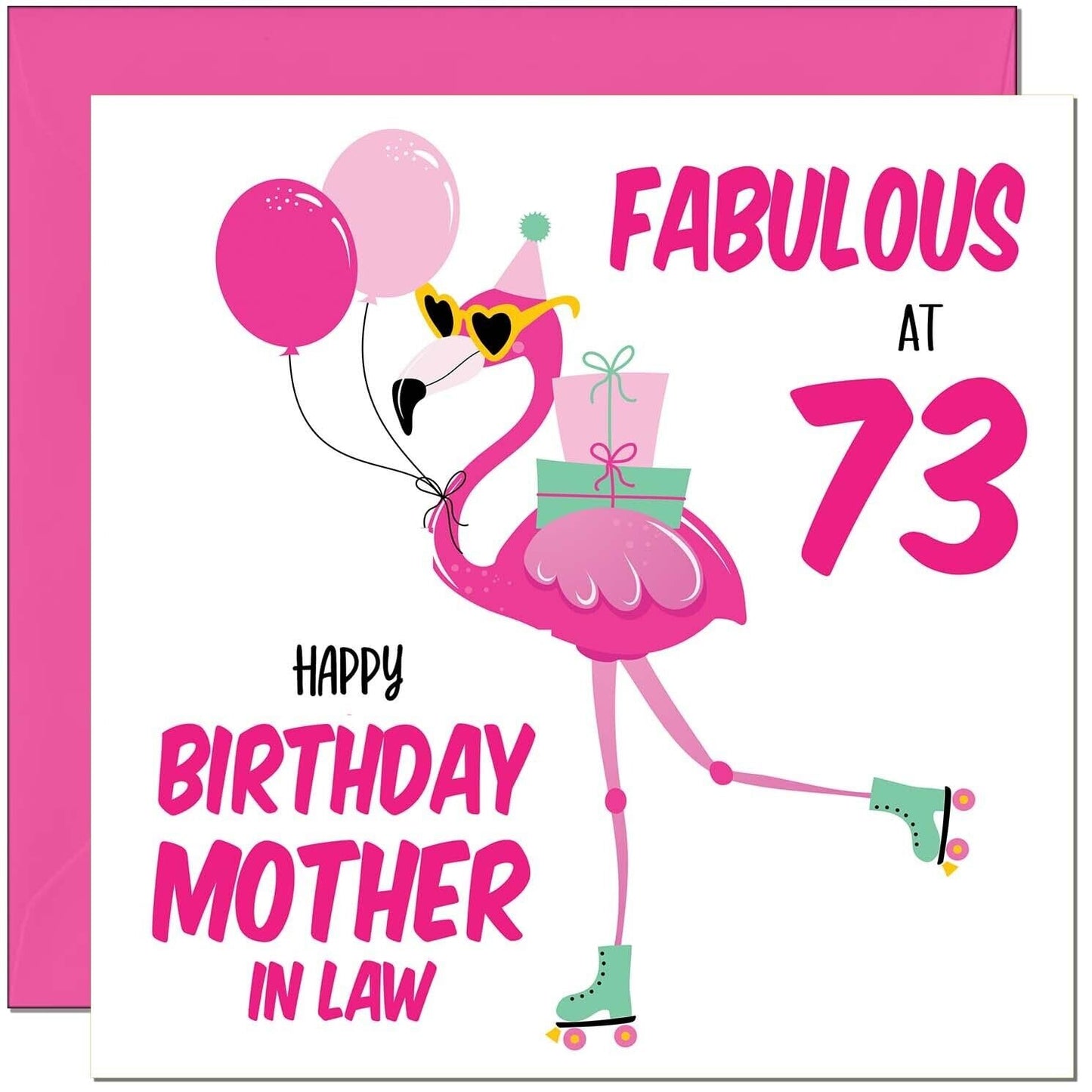 Mother In Law Birthday Card - Fabulous Flamingo - Pink Cute Mother-In-Laws