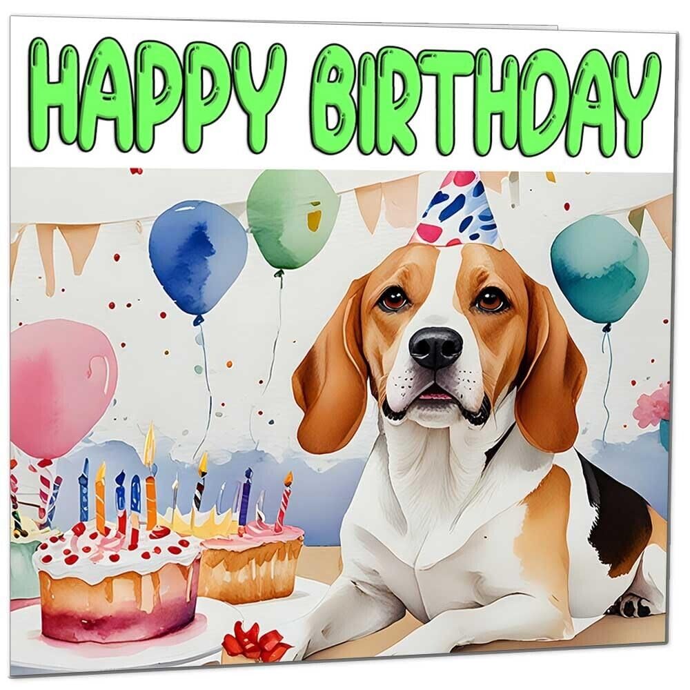 Beagle Birthday Card - Fun Beagle Dog Birthday Card 145 x 145mm