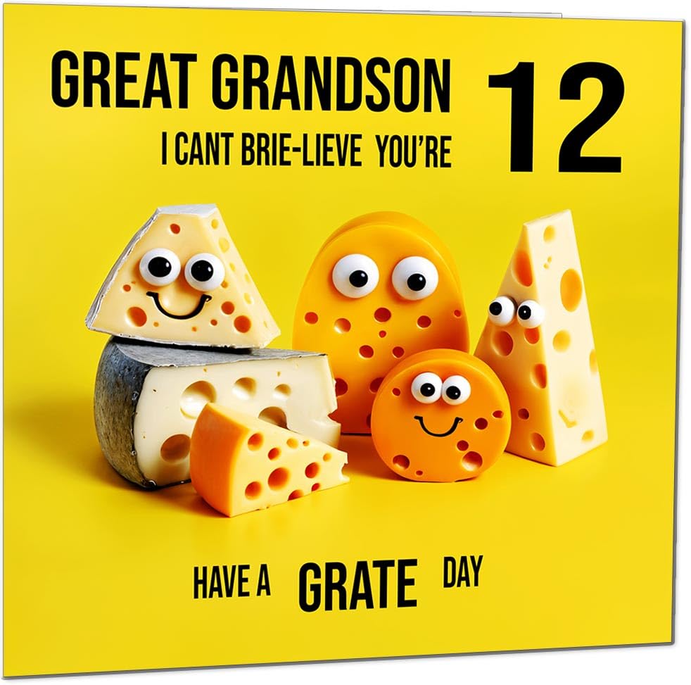 Great Grandson Birthday Card - Cheese Pun Funny Great Grandson