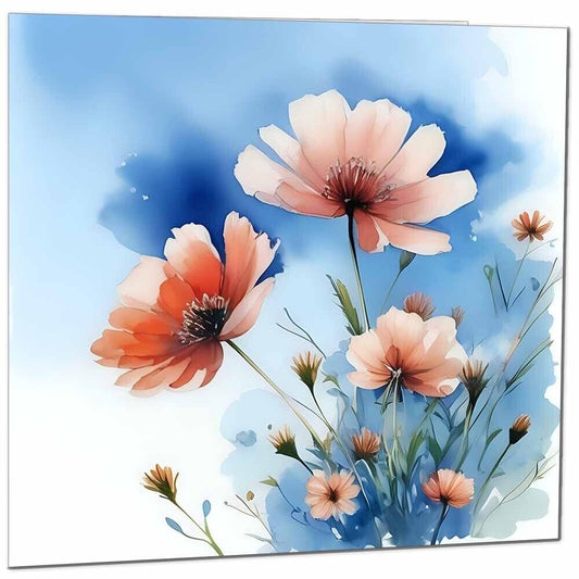 Flowers Sky Nature Blank Greeting Birthday Card Beautiful Art - Any Occasion