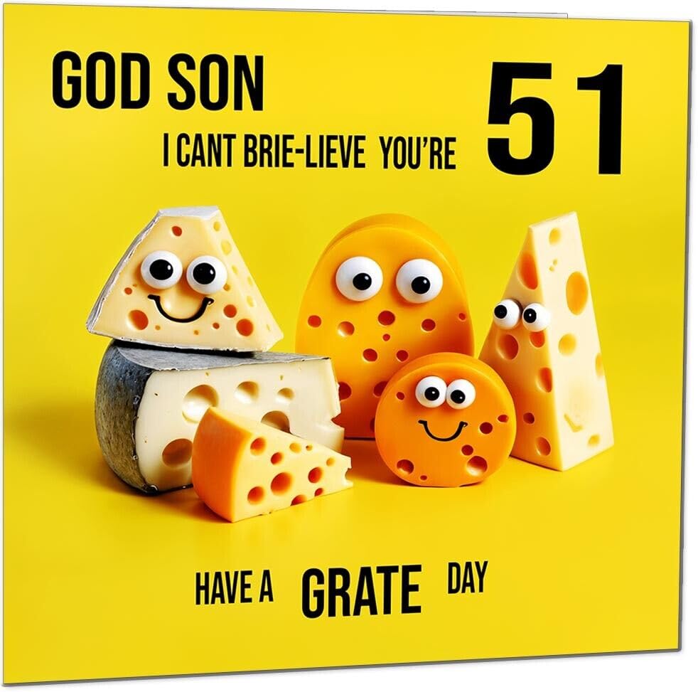 God Son Birthday Card - Cheese Pun Funny God Son's