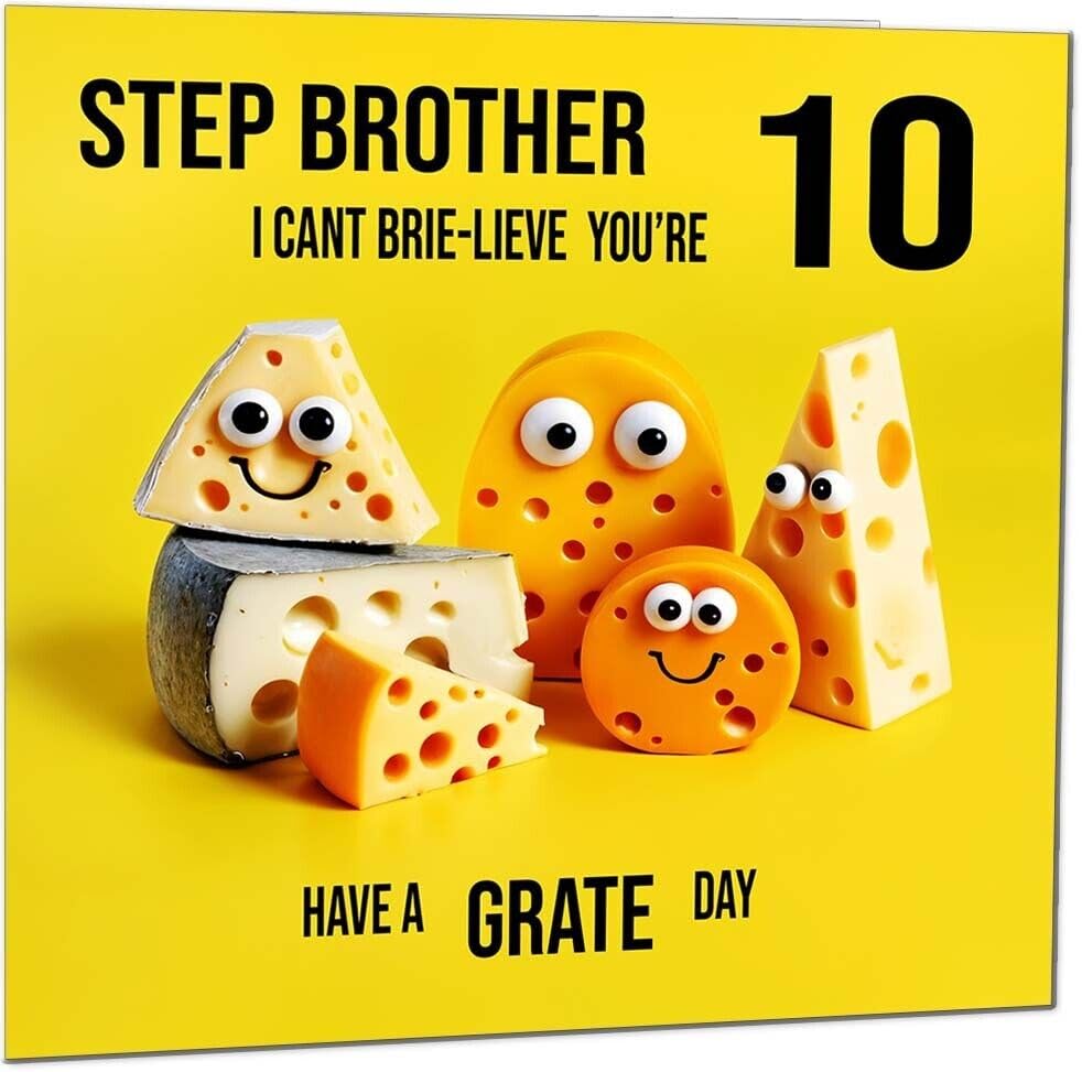 Step Brother Birthday Card - Cheese Pun Funny Step-Brothers