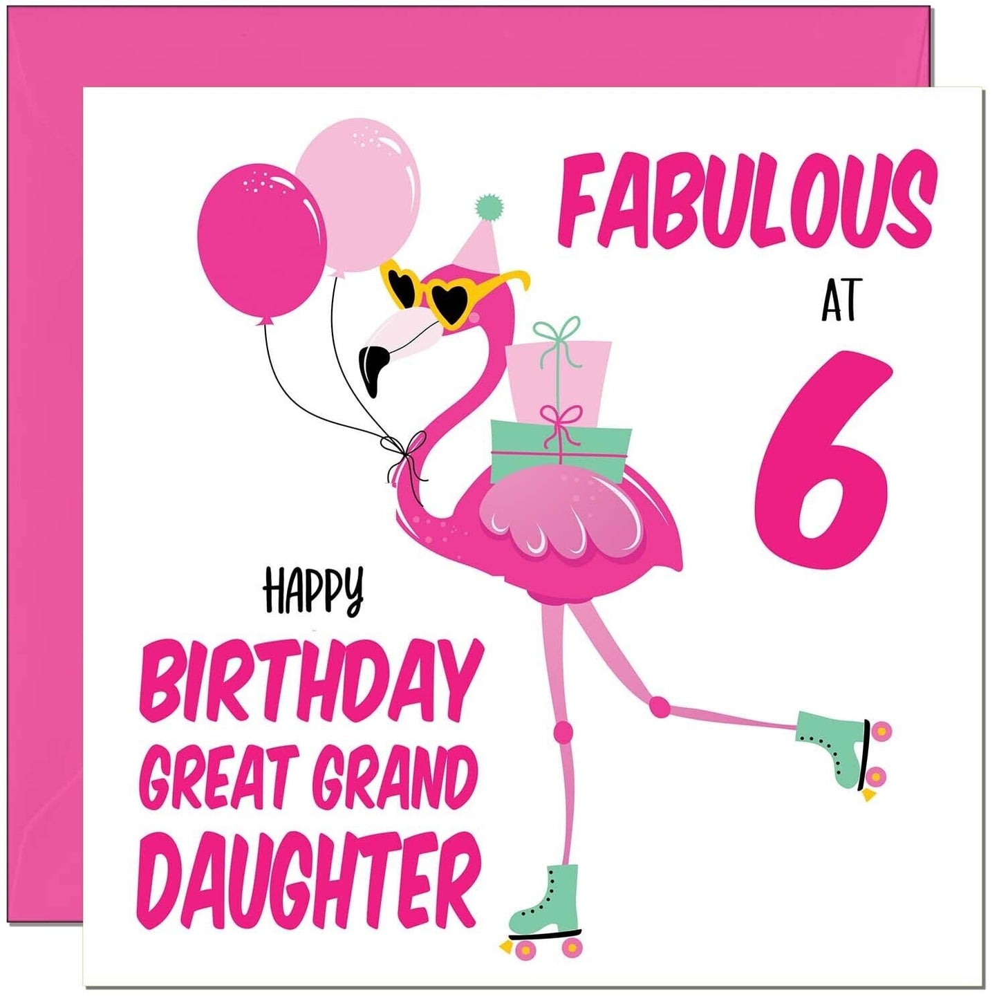 Great Granddaughter Birthday Card - Fabulous Flamingo - Cute Great Granddaughter