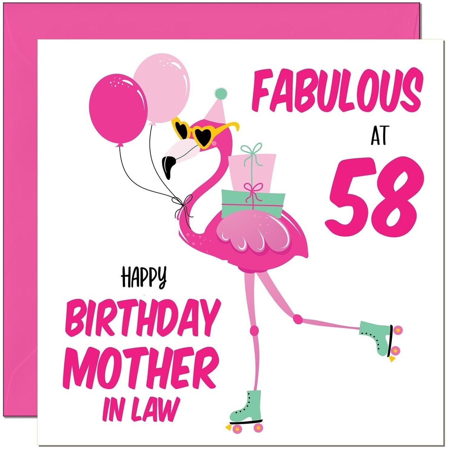 Mother In Law Birthday Card - Fabulous Flamingo - Pink Cute Mother-In-Laws