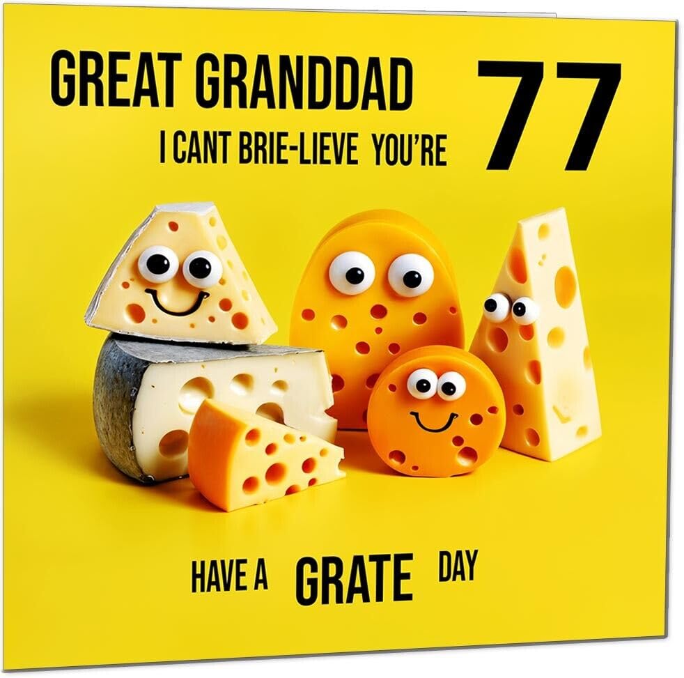 Great Granddad funny Birthday Card - Cheese Pun Funny Great Granddads