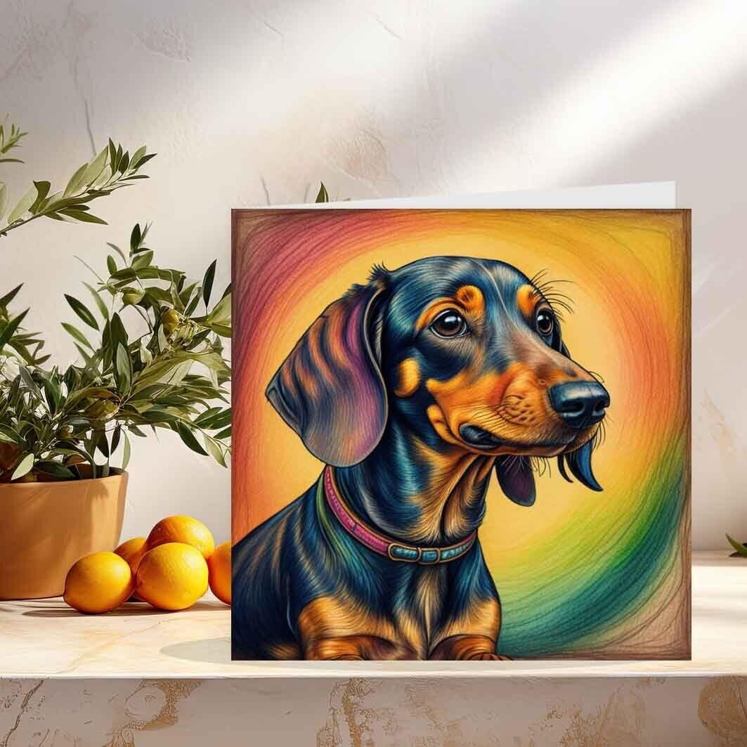 Dachshund Greeting Card Sausage Dog 145mm x 145mm