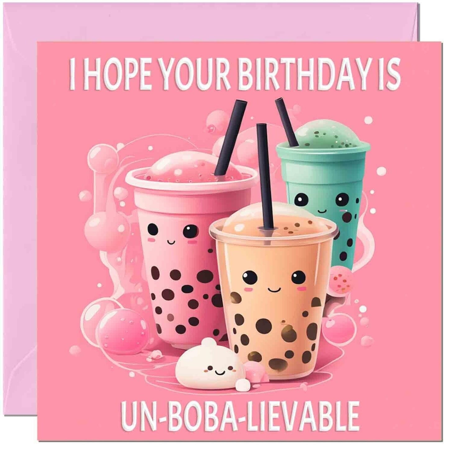 Boba Tea Birthday Card - Funny Bubble Tea Birthday Card For Friend Teenage Girls 145 x 145mm