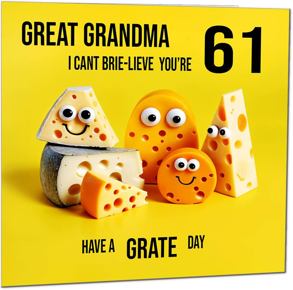 Great Grandma funny Birthday Card - Cheese Pun Funny Great Grandmas