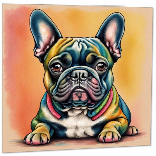 French Bulldog Greeting Card Drawing - French Bulldog Card 145mm x 145mm