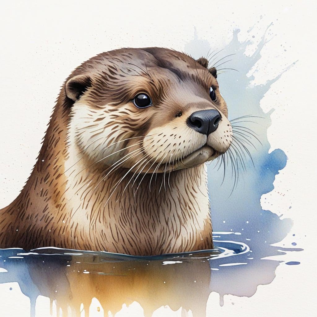 Otter Watercolour Greeting Card - Any Occasion - 145 x 145mm