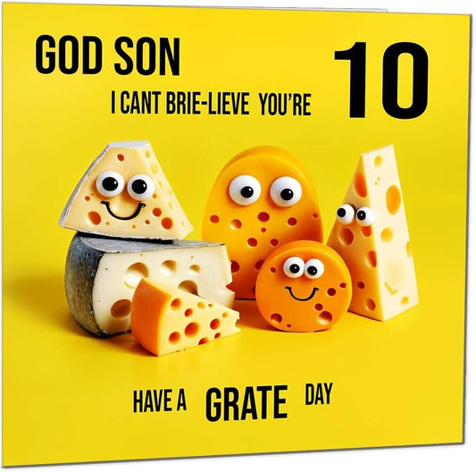 God Son Birthday Card - Cheese Pun Funny God Son's