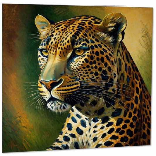 Leopard Greeting Card Animal Impressionism Art 145mm x 145mm