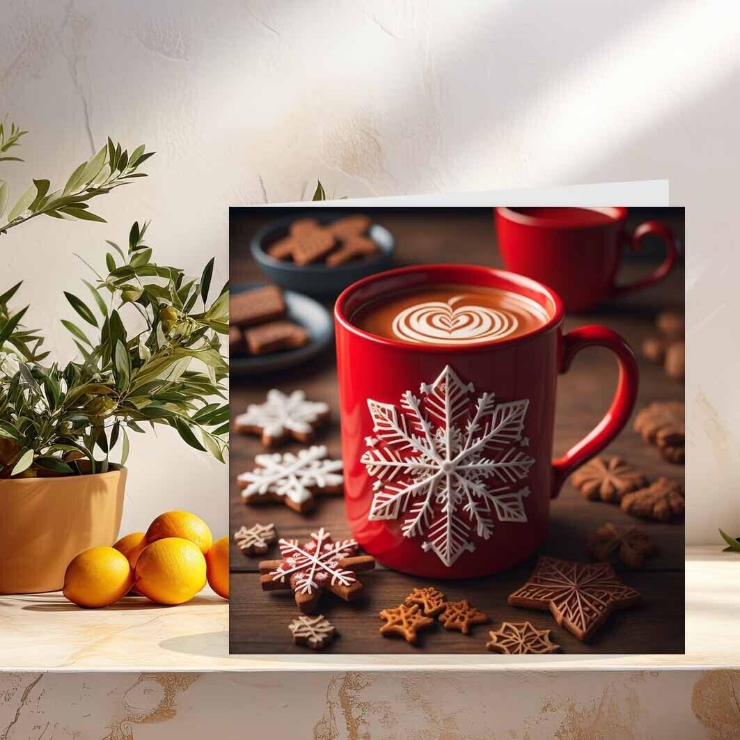 Hot Chocolate Snowflake Greeting Card 145 x 145mm