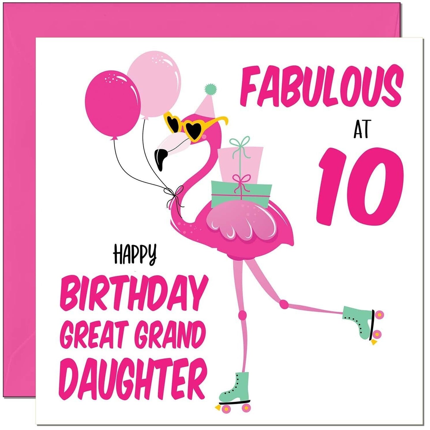 Great Granddaughter Birthday Card - Fabulous Flamingo - Cute Great Granddaughter