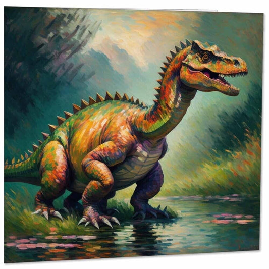 Dinosaur Greeting Card - Impressionist Art 145mm x 145mm