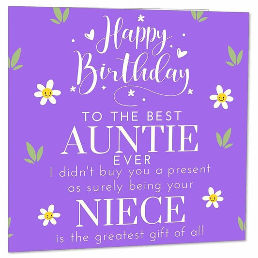 Funny Aunt Birthday Card From Niece - Auntie Aunty birthday card - 145 x 145mm