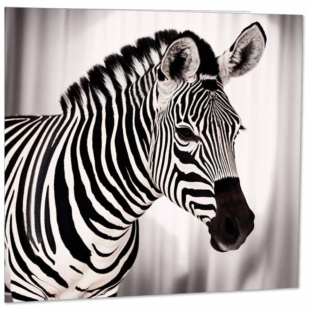 Zebra Greeting Card - Zebra Animal Card 145mm x 145mm