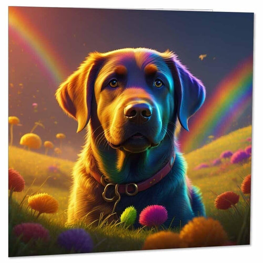 Rainbow Labrador Dog Greeting Card 145 x 145mm Cute Labrador Birthday Card