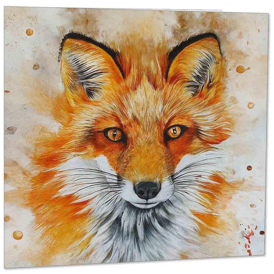 Fox Greeting Card - Watercolour fox artistic card foxes 145mm x 145mm