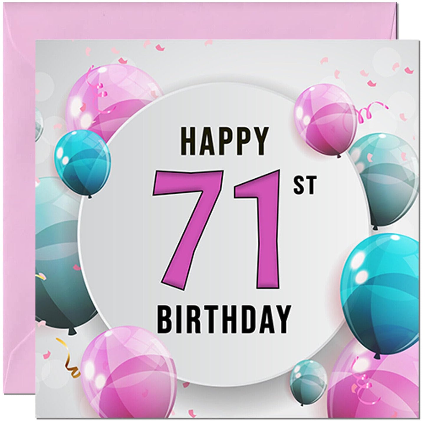 Birthday Card for women - Pink Turquoise Balloon Number