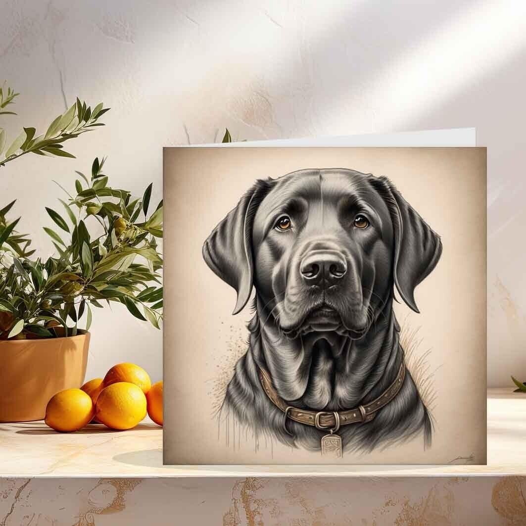 Black Labrador Drawing Greeting Card - Labrador Art Sketch Birthday Card