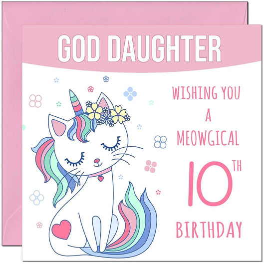 God Daughter Birthday Card - Meowgical Funny Cat