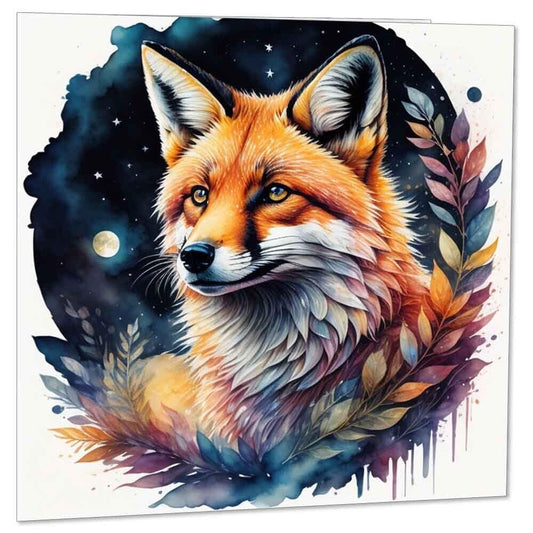 Beautiful Animal Greeting Cards - Fox Illustration Card 145 x 145mm