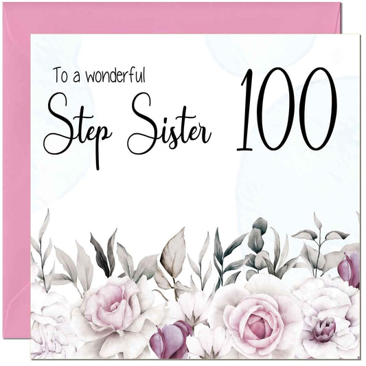 Step Sister Birthday Card Floral Elegant Step Sisters
