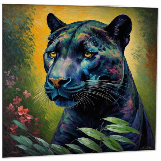Panther Greeting Card Animal Impressionism Art 145mm x 145mm