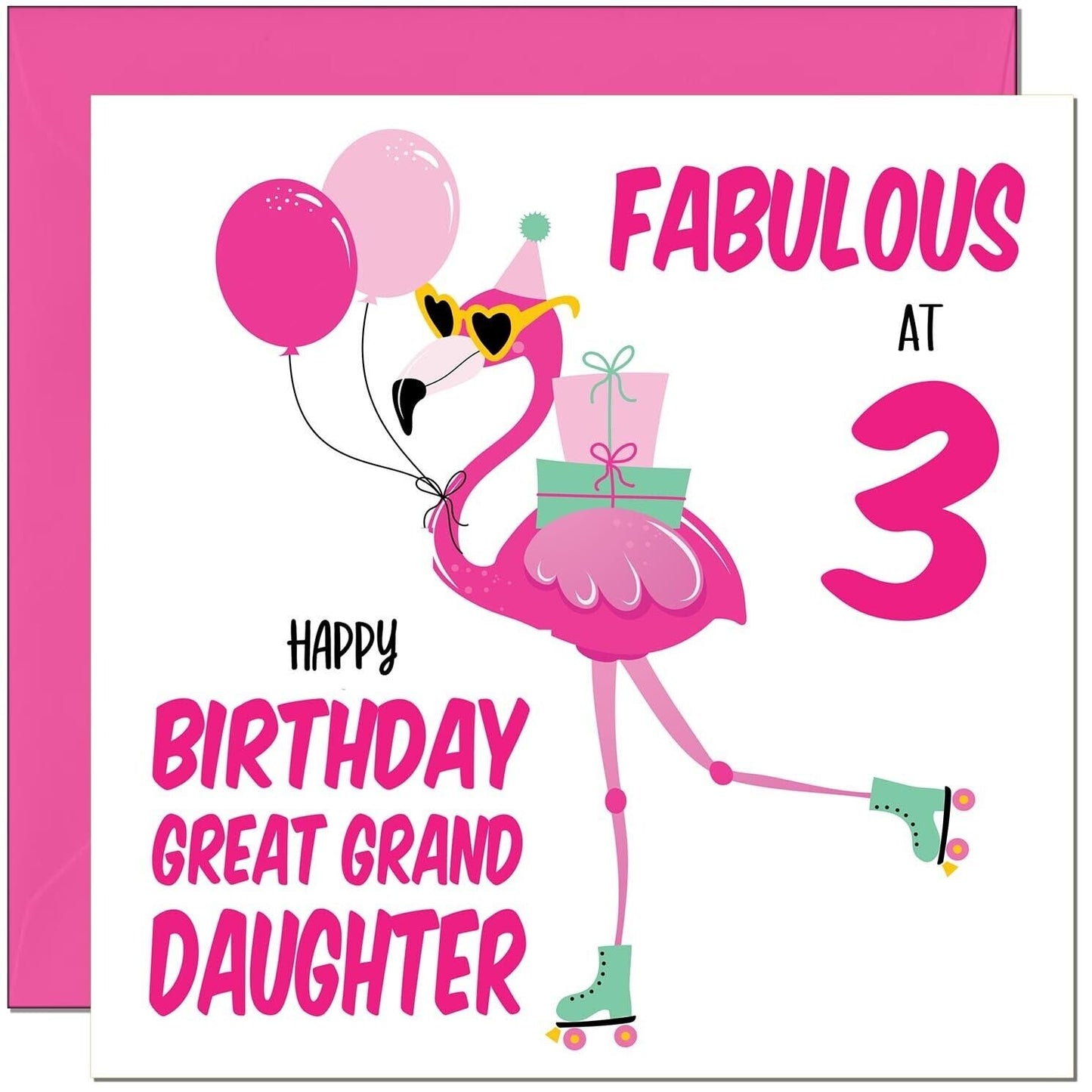 Great Granddaughter Birthday Card - Fabulous Flamingo - Cute Great Granddaughter