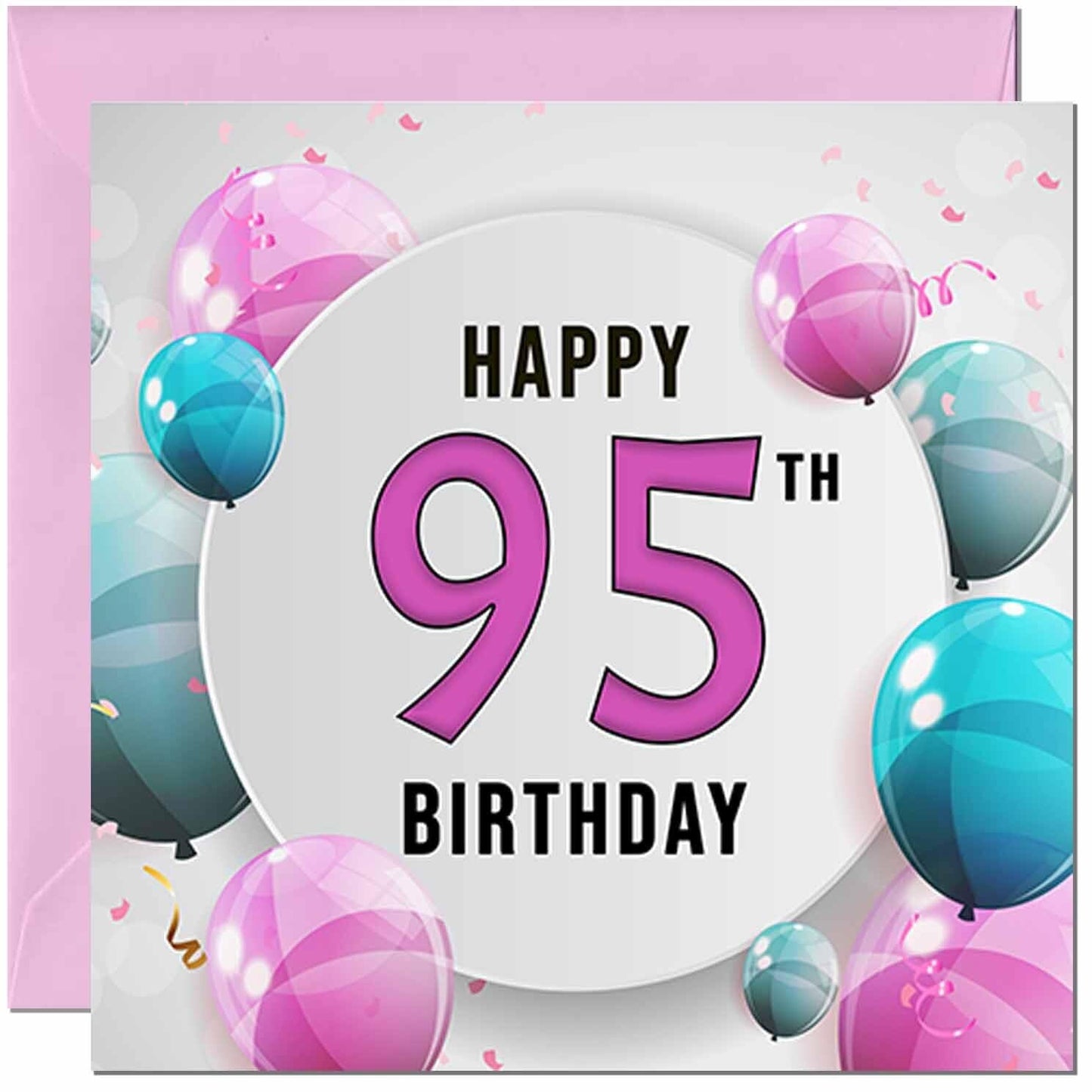 Birthday Card for women - Pink Turquoise Balloon Number