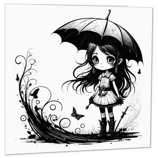 Cute Gothic Girl Birthday Card Alternative Card For Her Him Teens 145 x 145mm