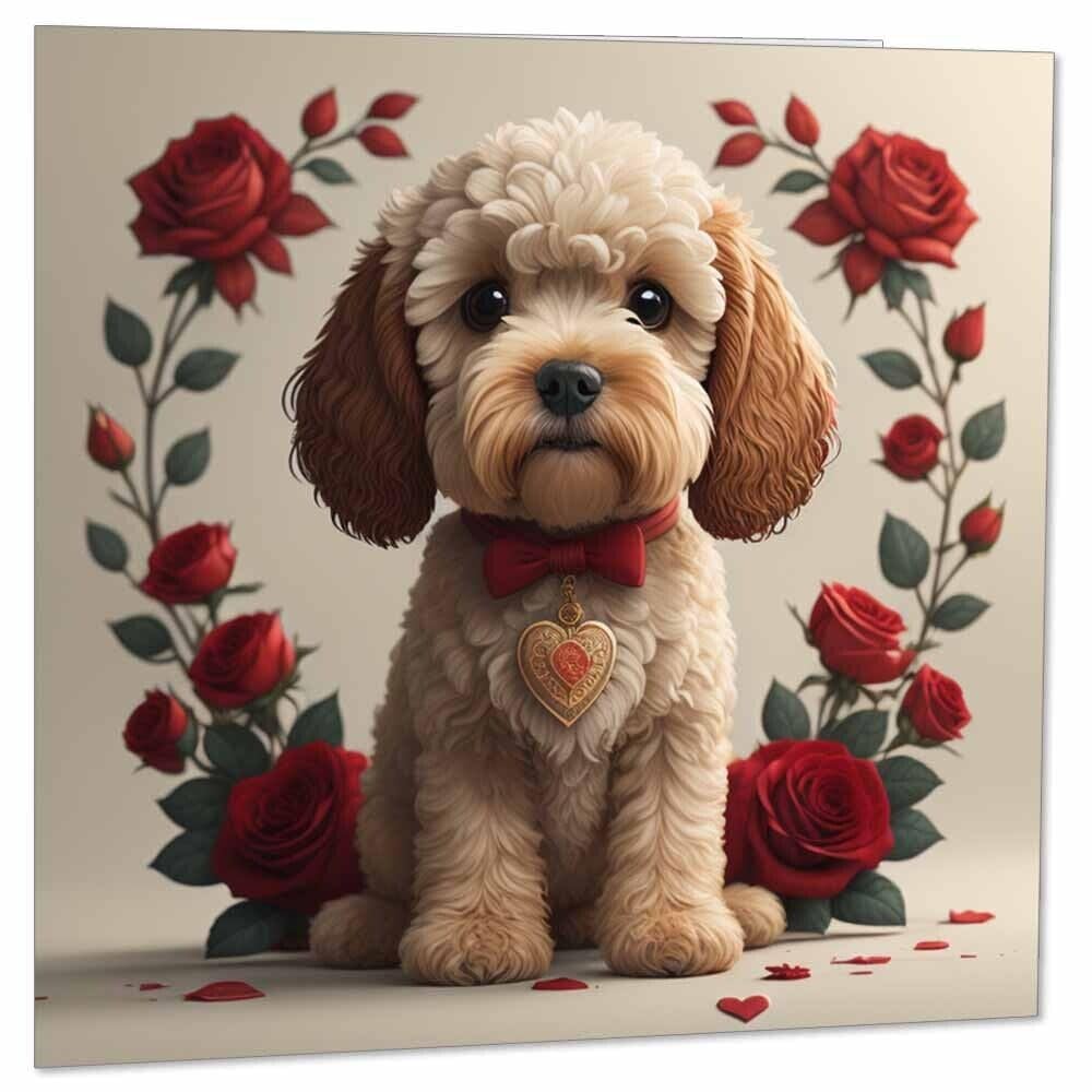 Cockapoo Greeting Card Cute Cockapoo Valentines Day Card 145mm x 145mm