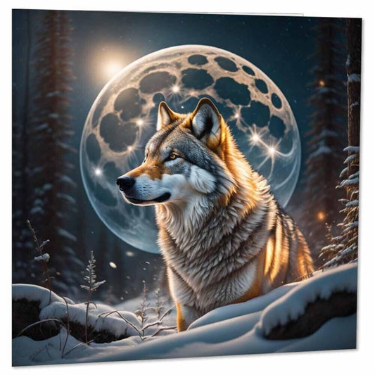 Wolf Moon Card - Wolf Greeting Birthday Card 145 x 145mm