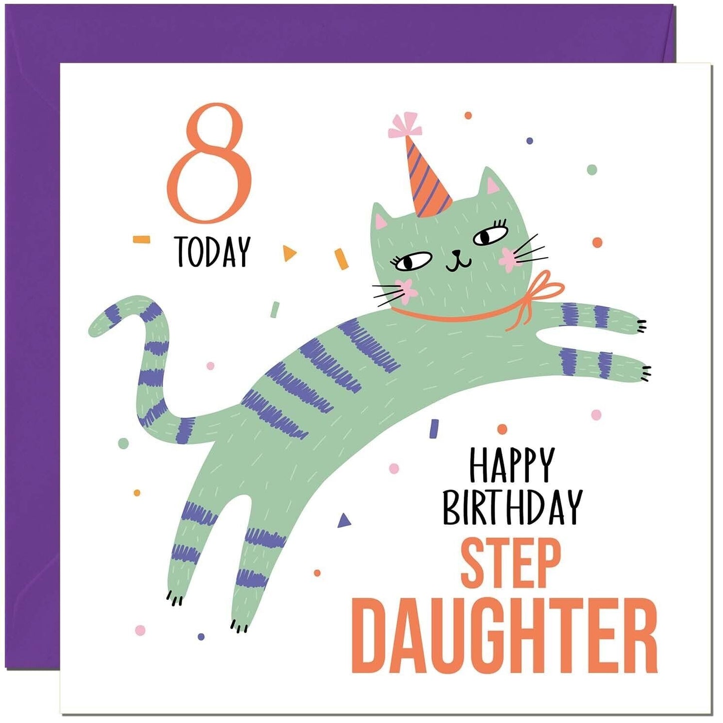 Step Daughter Birthday Card for Kids Cat Cute Step-Daughters