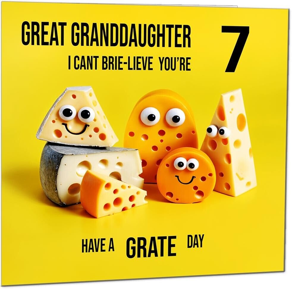 Great Granddaughter Birthday Card - Cheese Pun Funny Great Granddaughers