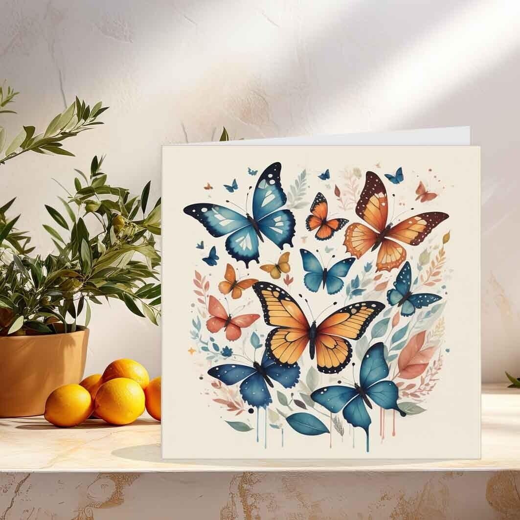 Butterfly Greeting Card Watercolour Butterflies 145 x 145mm