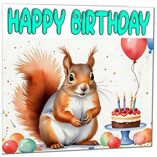 Squirrel Birthday Card - Fun Animal Birthday Card 145 x 145mm