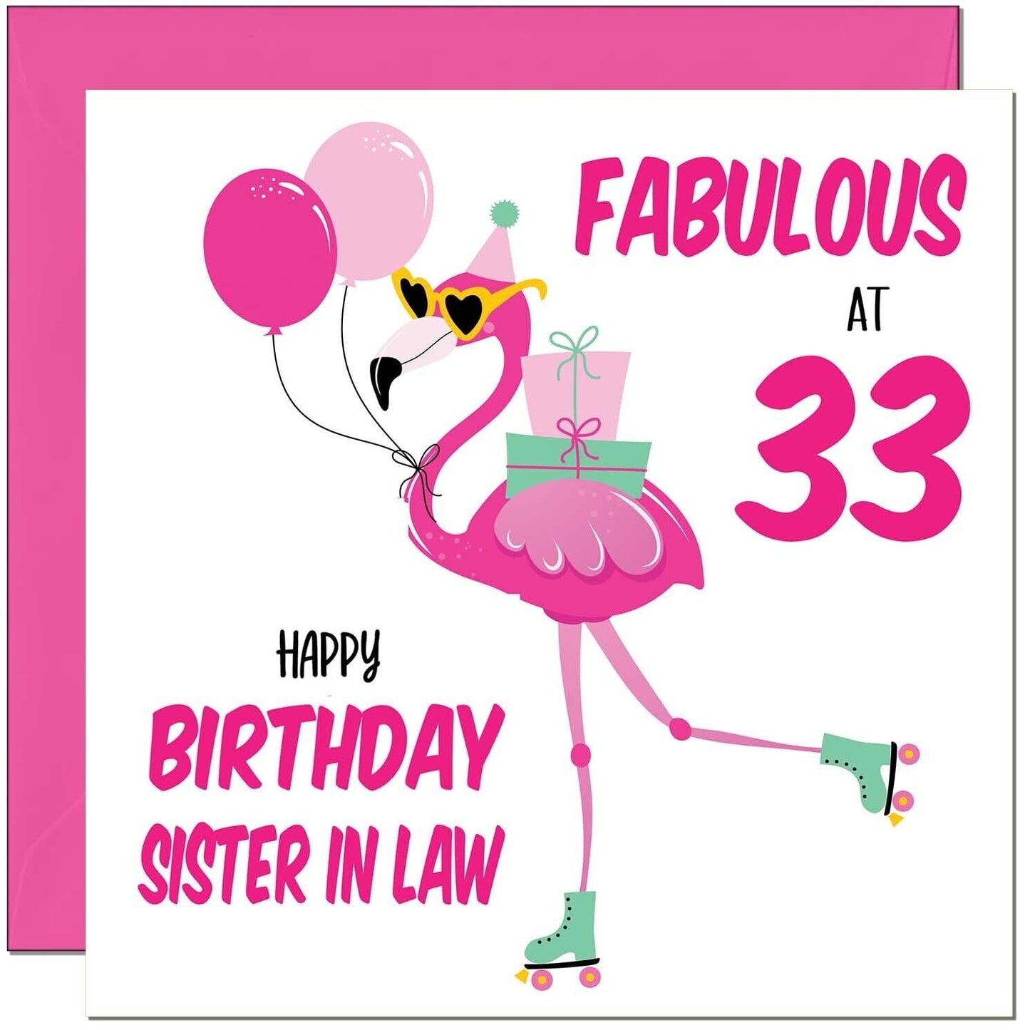 Sister in Law Birthday Card - Fabulous Flamingo - Pink Cute Sister-in-Laws