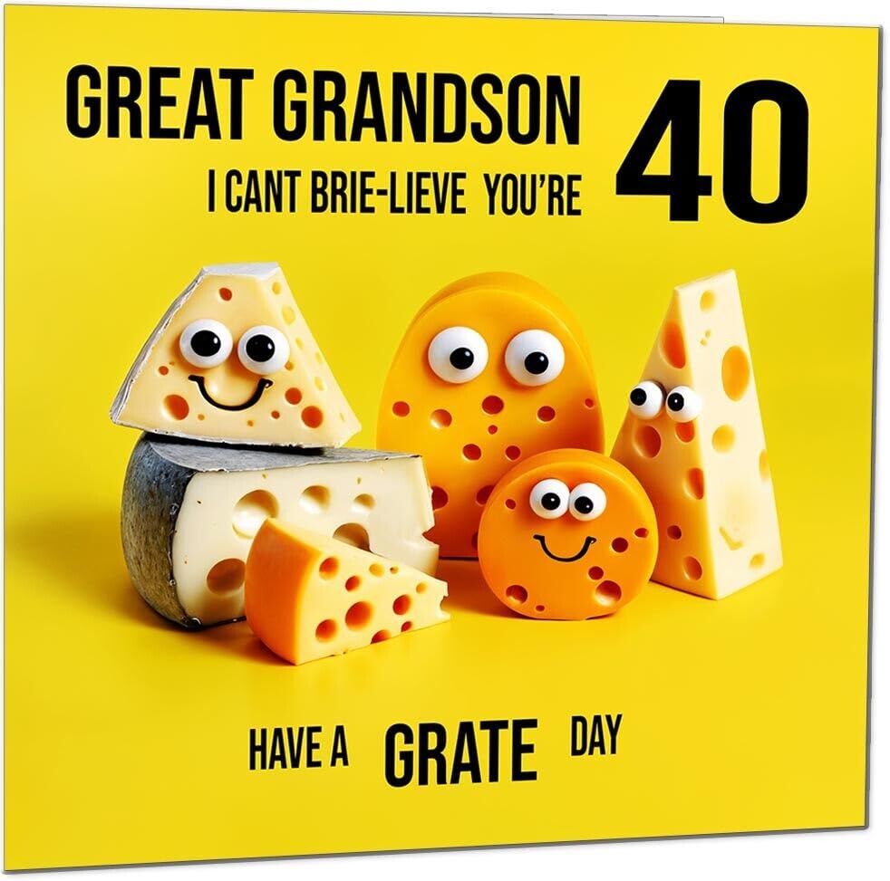 Great Grandson Birthday Card - Cheese Pun Funny Great Grandson